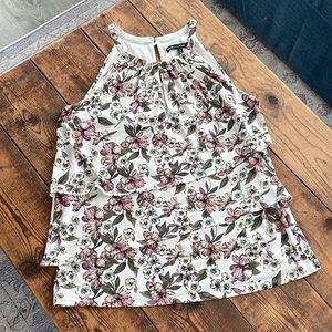 WHBM Keyhole Floral Top